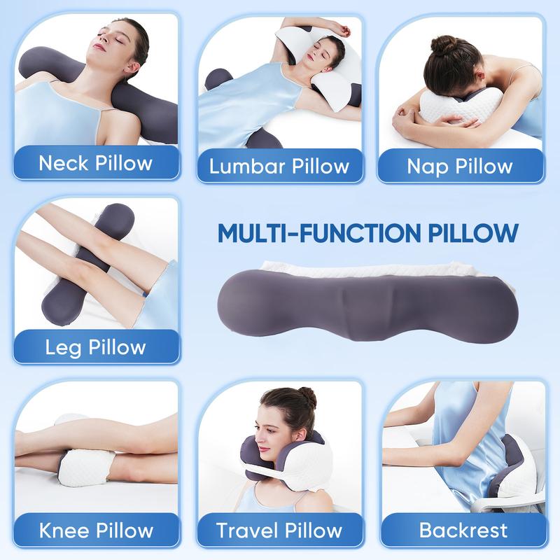 Multifunctional Lumbar Support Pillow Lower Back Pillow for Sleeping - Memory Foam Lumbar Pillow - Wedge Pillow for Side, Supine, Prone Sleepers - With Adjustable Buttons For Car, Sofa, Bed Sleepers
