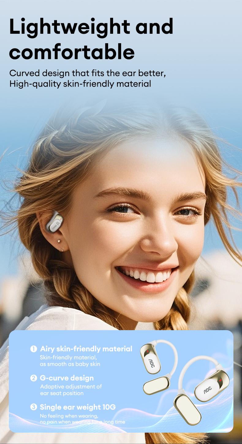 MGALL KC09 OWS Electronic Wireless Bluetooth Earbud Headset with 2025 New Bluetooth 6.0 for Faster, More Stable Connection & Lower Power Use, Comfortable & Luxurious Sound for Music & Phone Calls