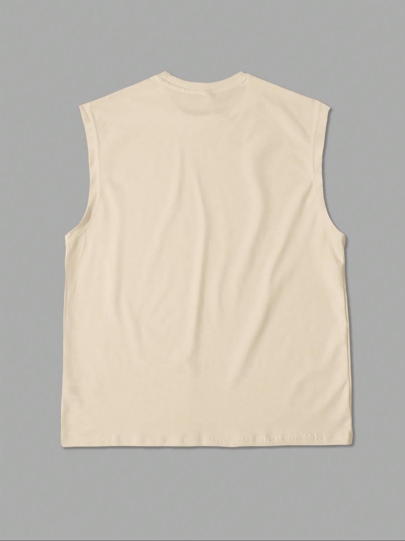 Men's Heartbeat Print Round Neck Tank Top, Athletic Tank Tops, Regular Fit Casual EKG Graphic Sleeveless Top for Summer, Men's Top for Daily Wear, Socks