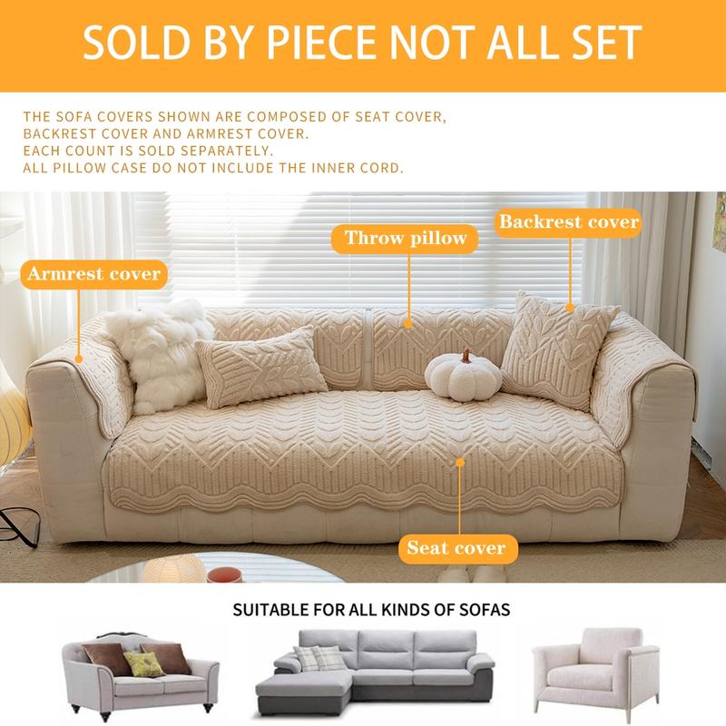 Modern Style Pet-Friendly Sofa Cover, Soft Sofa Protector, Anti-Slip Dustproof Cat Scratch Protection, Cotton Velvet Cushion Pad