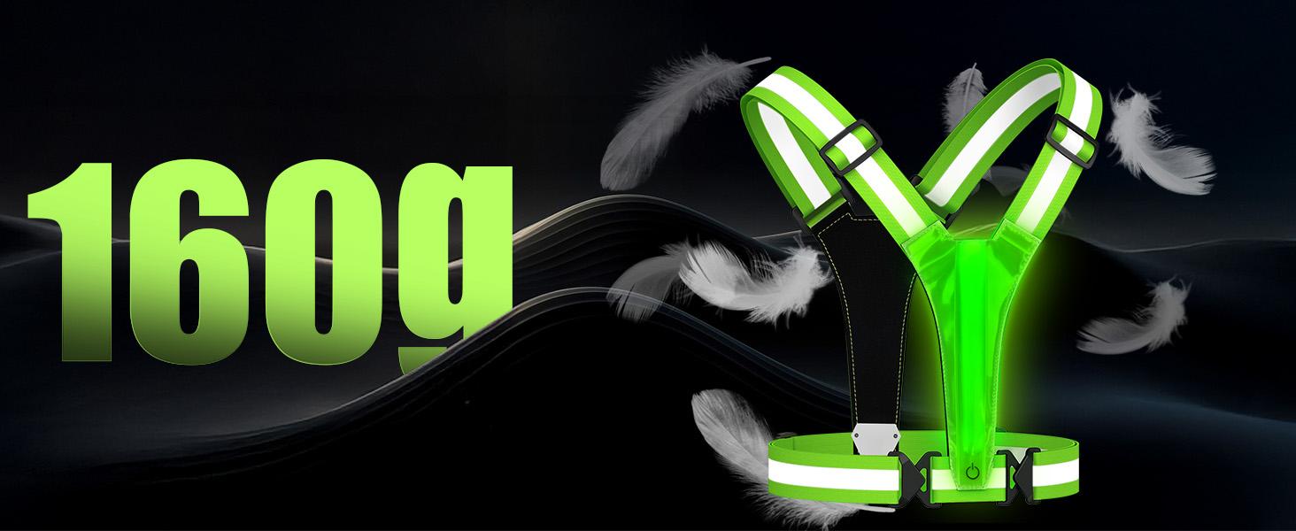 LED Reflective Vest with Chest Light 500LM, 5 RGB Colors High Visibility Rechargeable Light Up Running Vest IPX4 Night Safety Running Gear for Dog Walking, Cycling, Adjustable for Men Women