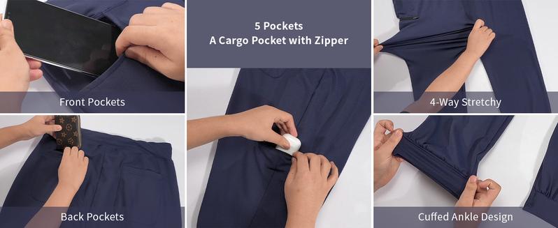 Yoga Scrub Stain Resistant Pant for Women 5 Pockets - Petite Tall Regular Jogger Scrubs, Comfort Stretch