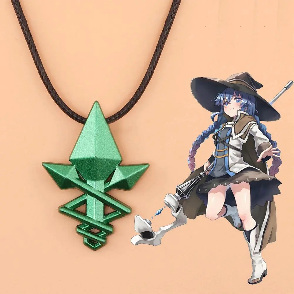 Anime Mushoku Tensei Roxy Necklace Pendant Green Geometric Chain Cosplay Props Fans Gift Men Women Backpack Jewelry