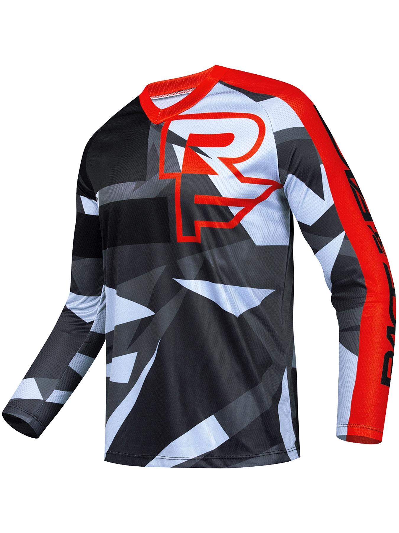Men's Long Sleeve Motorcycle Riding Jacket, Boyfriend Style Bicycle Shirt, Mountain Bike Downhill Off-Road Clothing, Atv Gear, Motorcycle Jersey