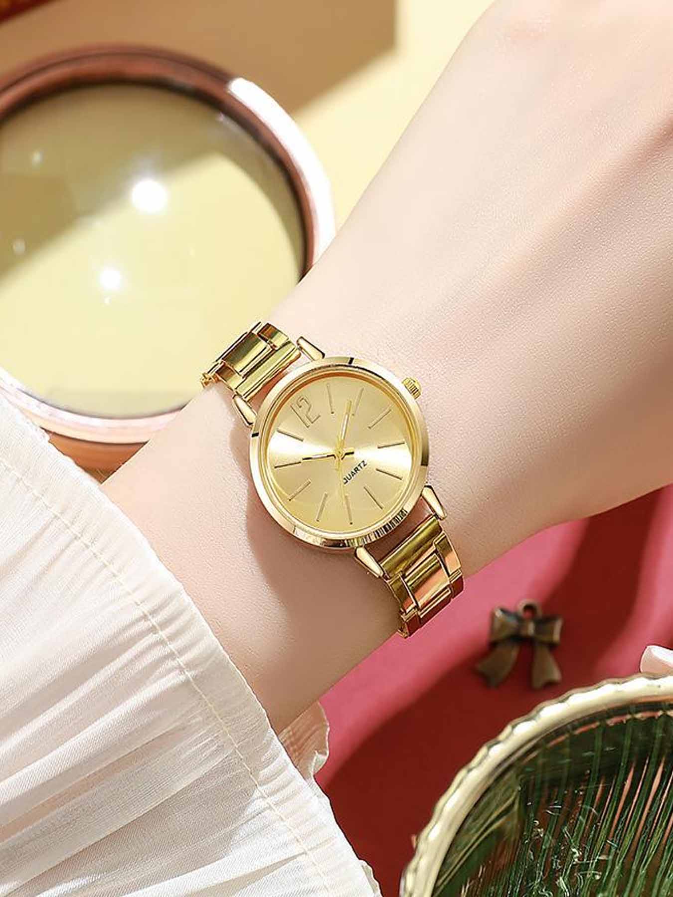 Fashion Quartz Watch for Women's Luxury Watch, Simple Circular Dial, Stainless Steel Women's Watch