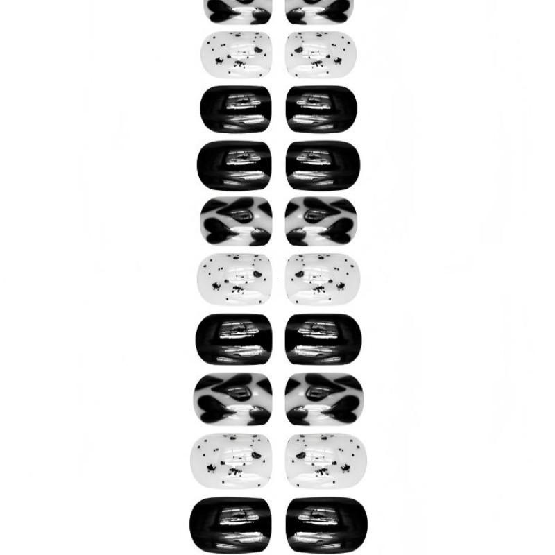 24pcs Short Square Nails, Classic Polka Dot Heart Design, Detachable Nail Art, European Style, Trendy Manicure Set