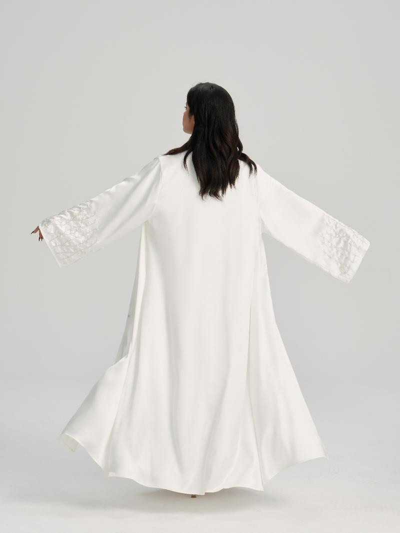 Women's Beaded Decor Long Sleeve Open Front Abaya, Modesty Abaya, Modest Elegant Maxi Abaya for Daily Wear, Women's Islamic Clothing for All Seasons