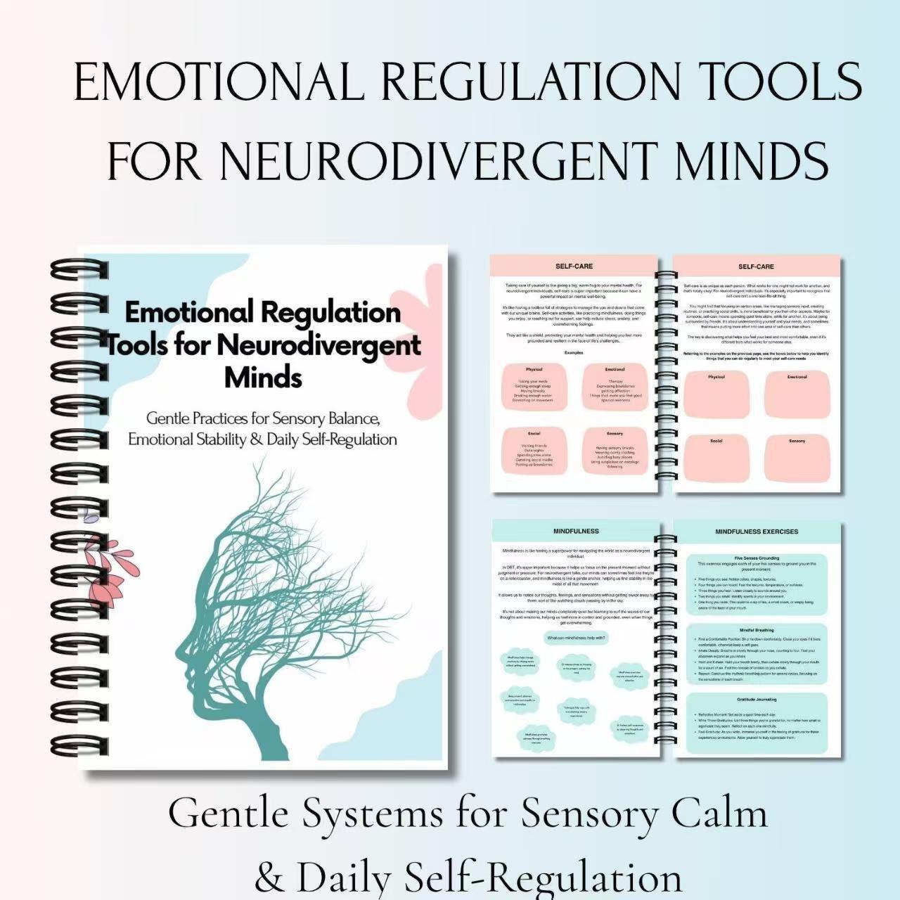 Emotional Regulation Tool Book for Neurodivergent Minds, Minimalist Healing Design, Sensory Friendly, Emotion Management Guide