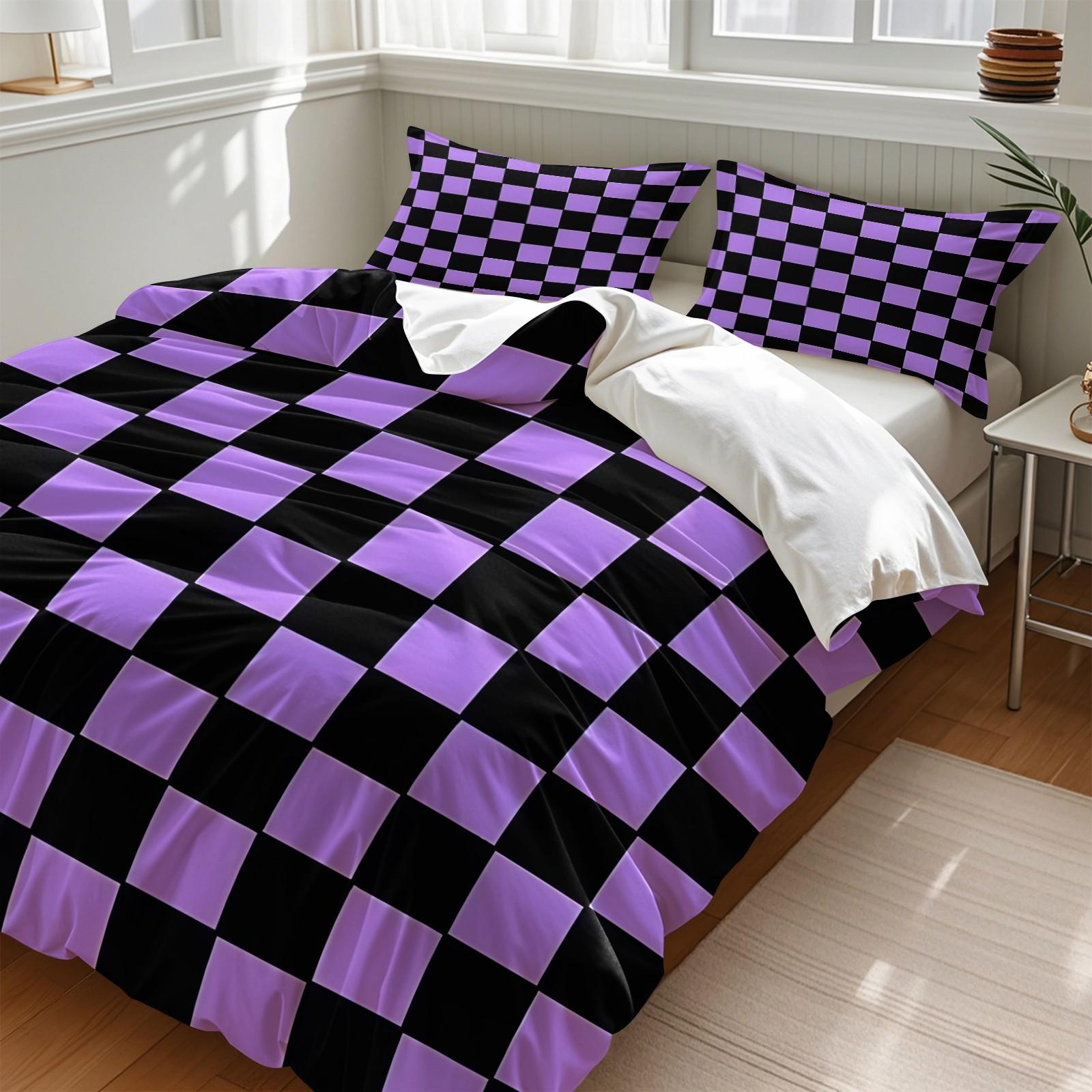 2/3 Pcs Classic Plaid Print Duvet Cover Set, Simple Modern Bedding Set, Soft Microfiber with HD Digital Print and Zipper Closure, Wrinkle Resistant, Perfect for Bedroom, Dorm and Guest Room Decor, All Season Use - No Filling