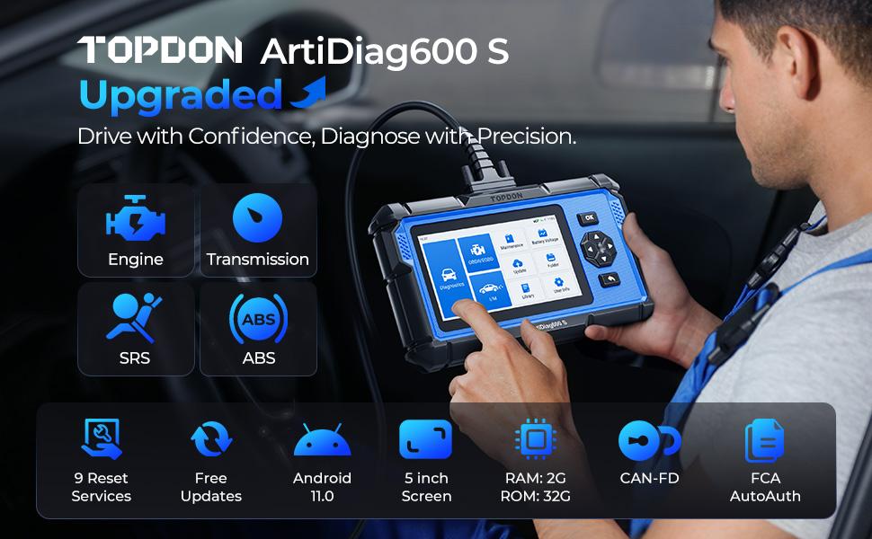 OBD2 Scanner TOPDON AD600S Scan Tool, Code Reader Vehicle Diagnostic Portable Car Automotive