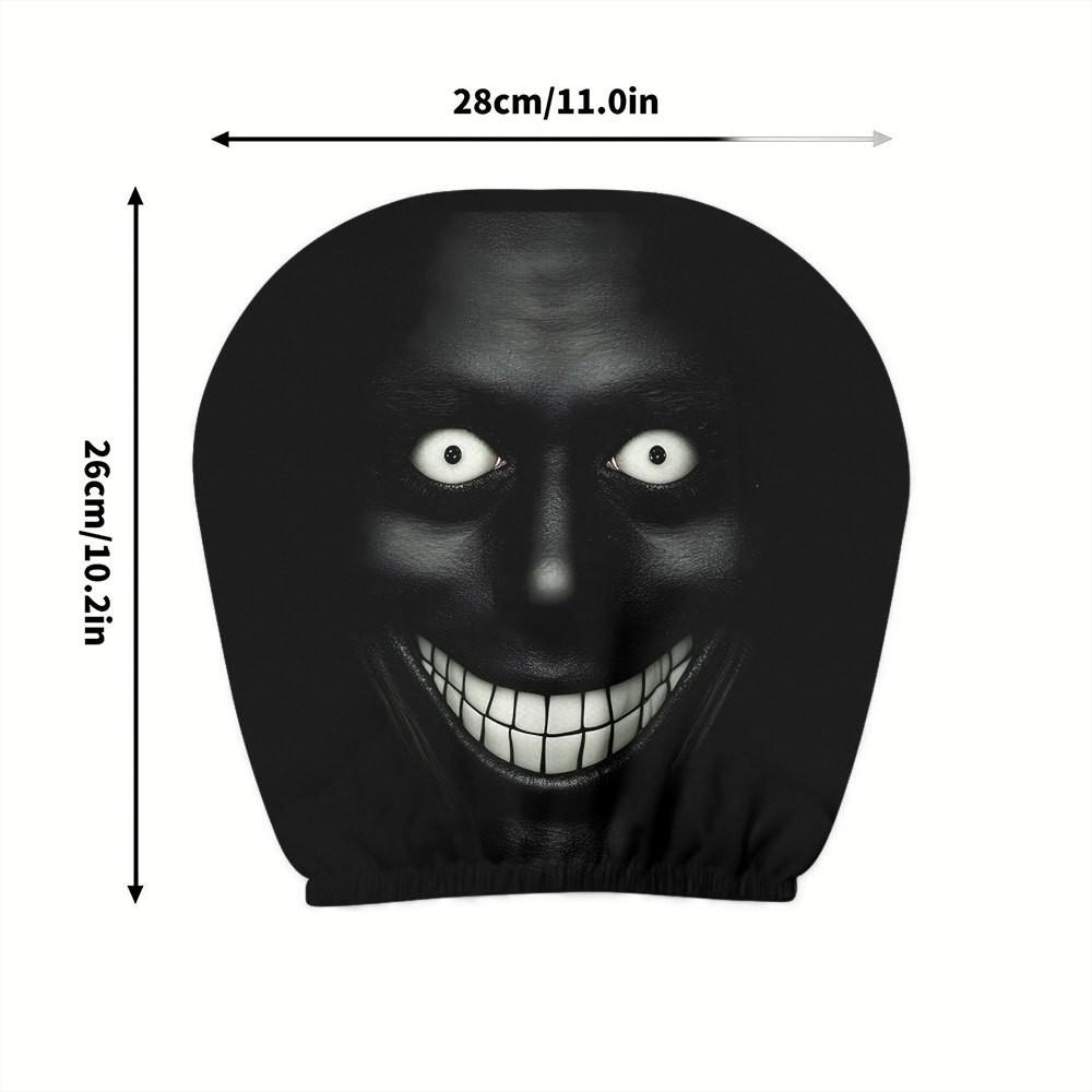 2pcs Dark Style Evil Smiley Car Headrest Covers, Universal Fit, Washable & Durable, Easy Install for Long-Distance Travel 2pcs Dark Style Evil Smiley Car Headrest Covers, Universal Fit, Washable & Durable, Easy Install for Long-Distance Travel
