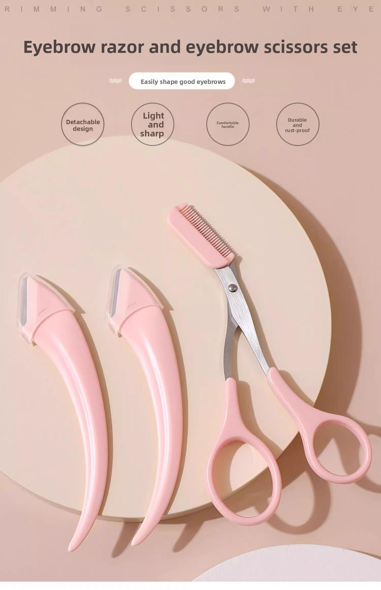 Essential Brow Shaping Kit for Beginners, Unisex Stainless Steel Eyebrow Razor Set, Multi-Pack Makeup Tool for Men & Women, Eyebrow Grooming Kit, Makeup Tools Gift
