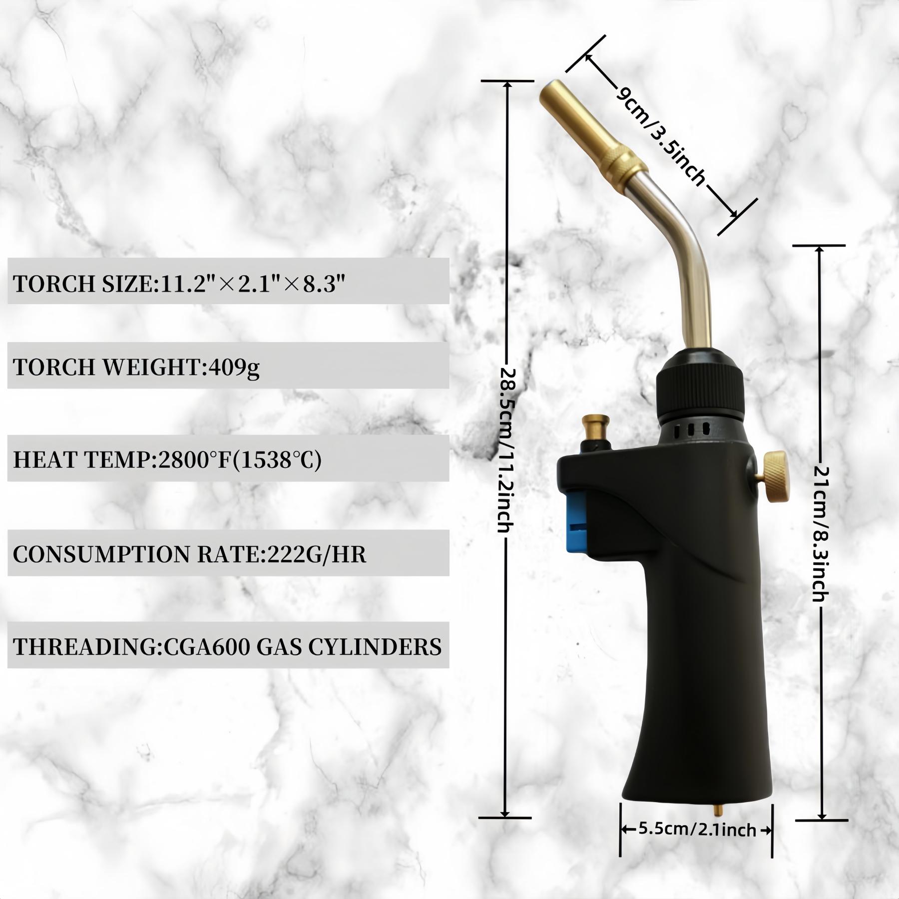 Propane Torch Head with Ergonomic Handle, Portable Trigger Start Gas Torch, Mapp Propane Map Gas Burner, Welding Soldering Ignition Cooking（Fuel Not included）