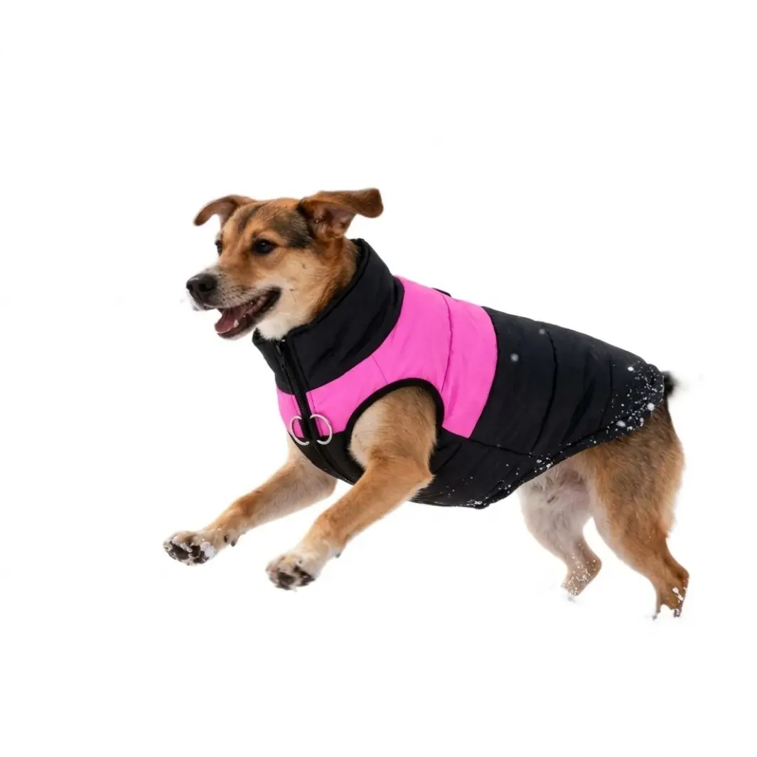 Waterproof Dog Winter Coat with Harness D-Rings, Thick Fleece Lined Dog Padded Jacket, Warm Windproof Snowsuit Pet Apparel Clothes for Small Medium Large Dogs Husky Clothes