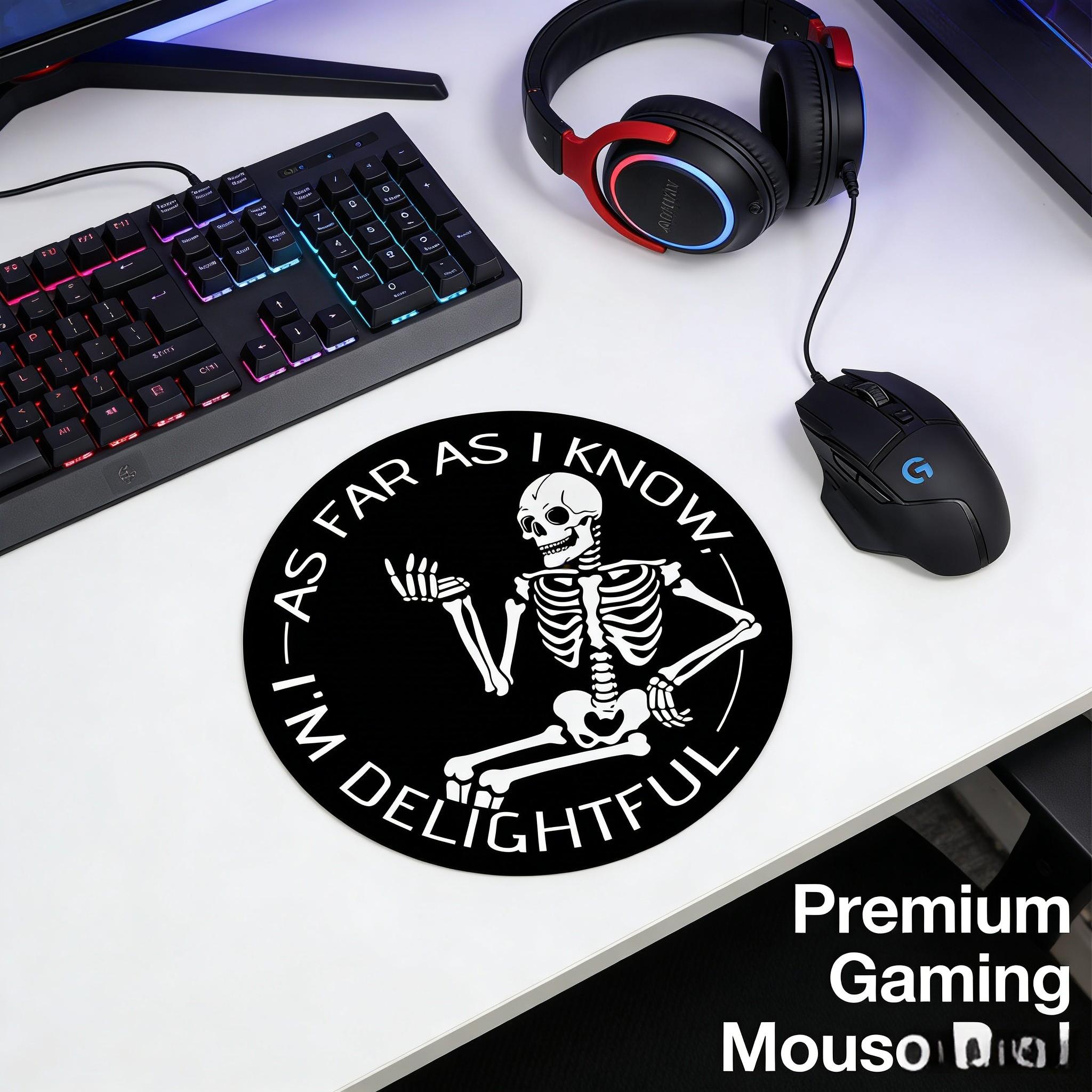 Fashion Skull Head Round Mouse Pad, Non-Slip Rubber Base, Small Desktop Mat for PC/laptop, Gaming/mouse Pad, Gift for Women, 7.87 Inches