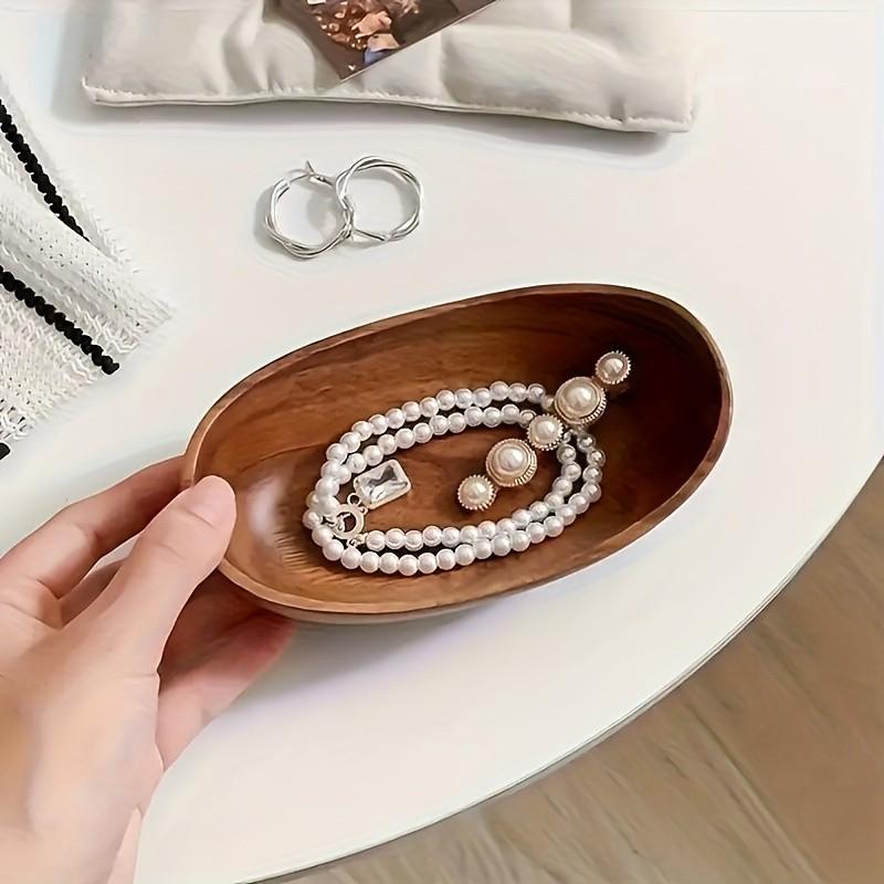 Natural Wood Vintage Appeal Oval Wooden Storage Box, Durable Jewelry Tray Organizer, Elegant Decorative Box, Decoration, Perfect for Vanity Coffee Table, Ideal Gift, Home Decor Organiser, Interior Storage Organizer, Dressing Table Box, Durable Organizers