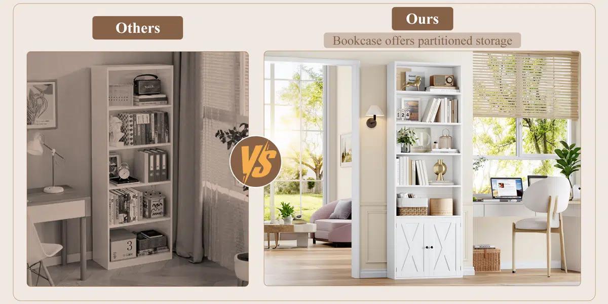 82" Tall Bookshelf And Bookcase, 7-Tier Floor Standing Bookcase For Home Office, Living Room