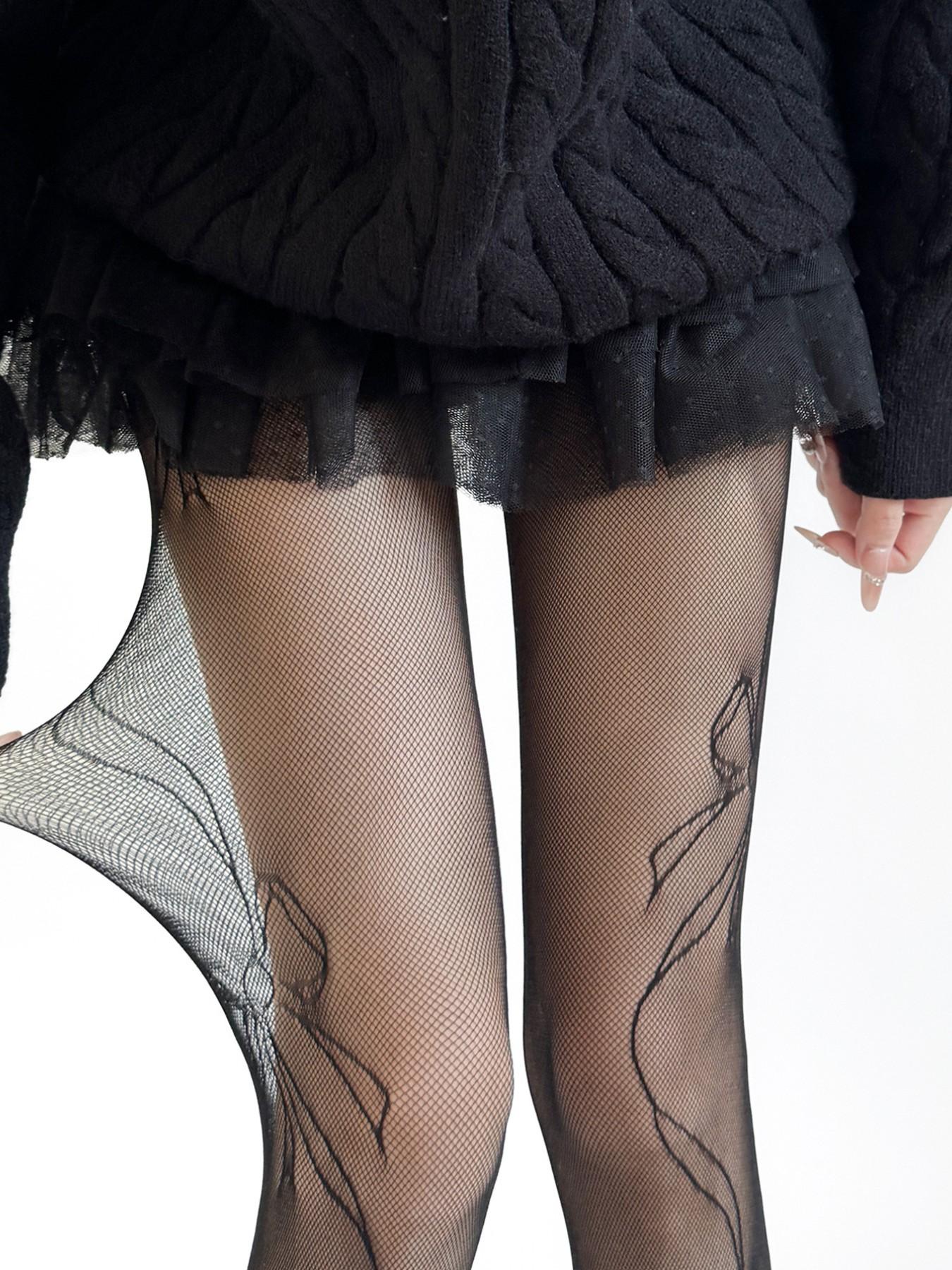 French Vintage Floral Mesh Stockings, Summer Thin Bottom Pantyhose, Sexy Anti-Slip Fishnet Socks, Slimming, Casual Wear