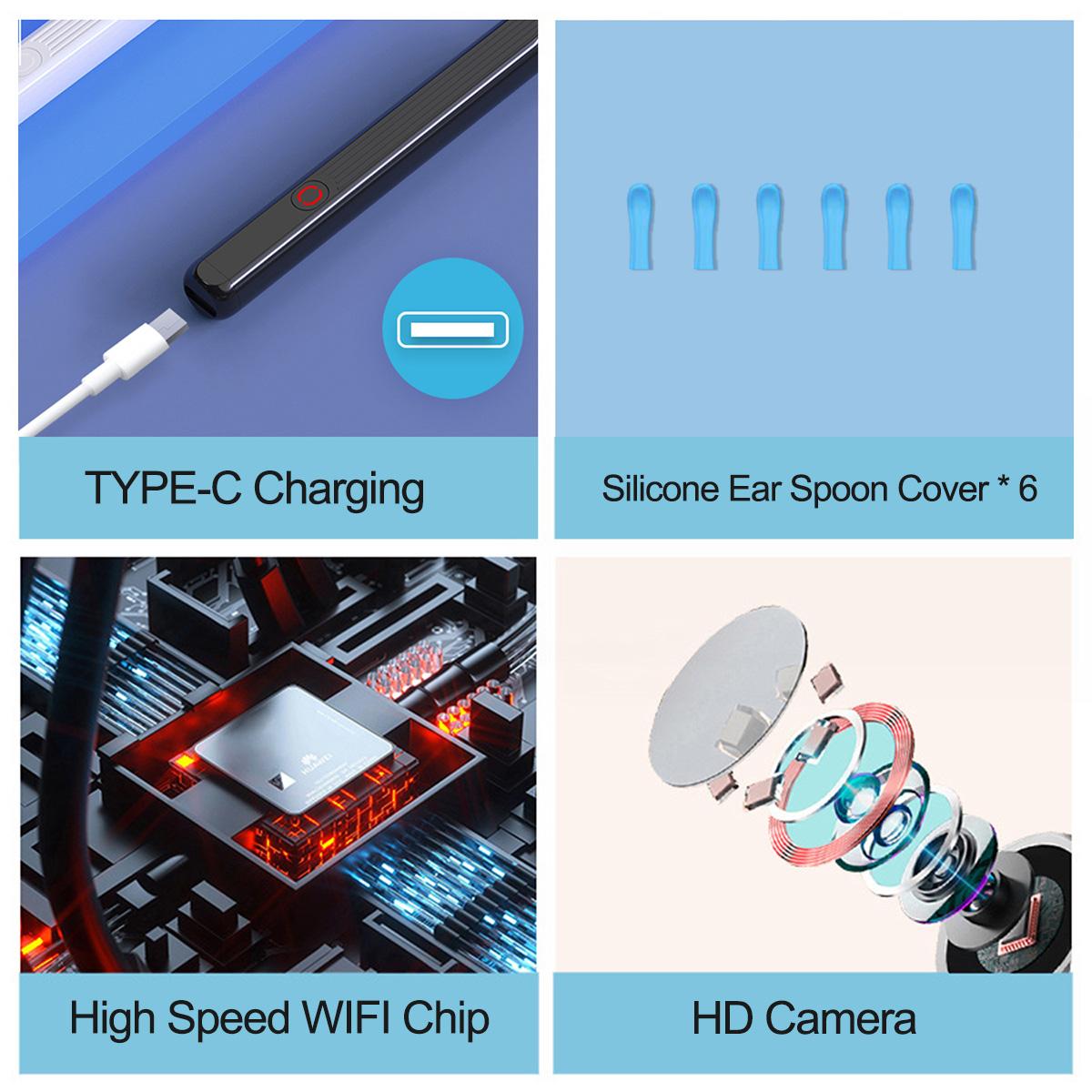 Ear Wax Removal Tool With Camera, 1 Set Portable Type-C Rechargeable Ear Cleaner, Waterproof Endoscope Ear Cleaning Tool, Christmas Gift, Winter Gift Set, New Year Gift, Stocking Fillers