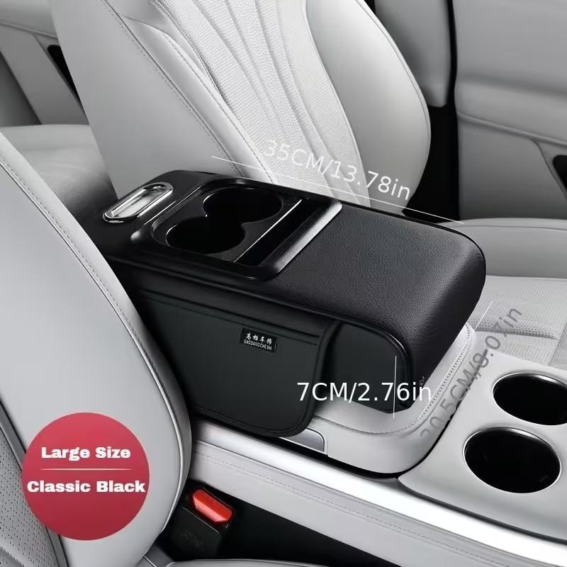 Car Multi-Functional Armrest Box Pad, Expandable Storage Box, Fits Most Car Models, with Cup Holder & Phone Slot, Multifunctional Car Organizer