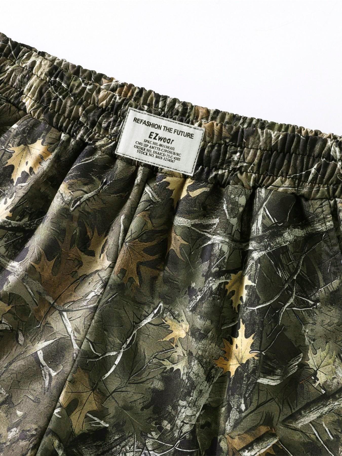 3-Pack Women's Summer Solid + Camo Tree Pattern + Leopard Print Logo Side Pocket Loose Sporty Shorts, Elastic Waist Design, Essential Shorts for Casual Outdoor Wear, Sports Fitness, and Street Style Outfits