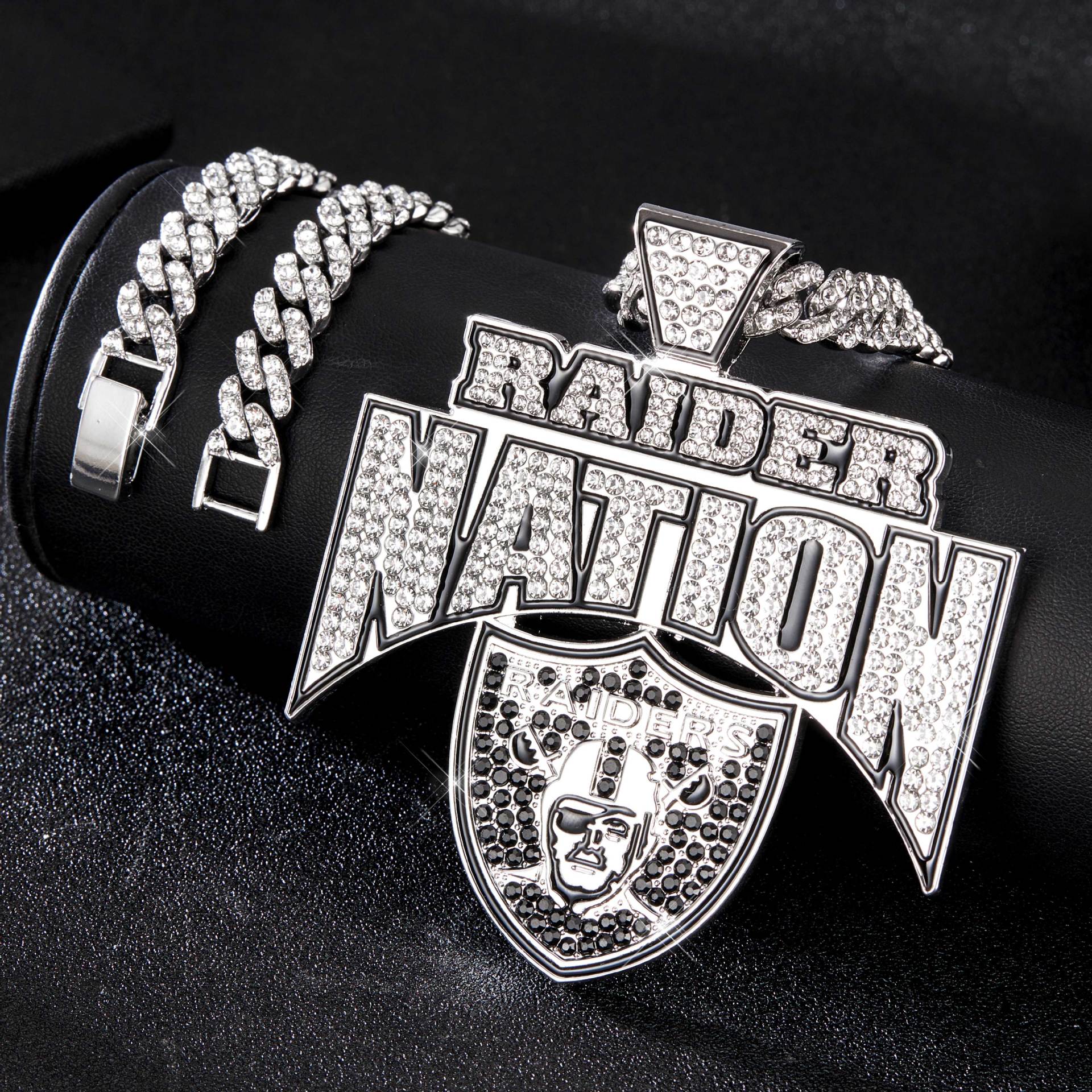 Soccer Team Pendant Necklace, Hip-Hop Style, Full Diamonds, Cuban Chain, Boho Jewelry, All Seasons, Alloy Material