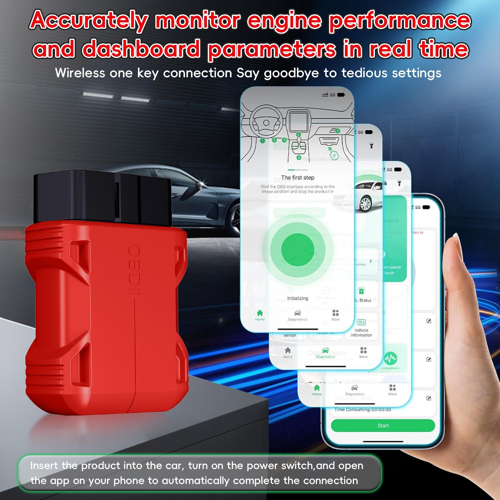 Obd2 Bluetooth-compatible Scanner Full System Car Diagnostic Tool, Code Reader for Vehicles Since 1996, Plastic Enclosure, No Ca Prop 65 Warning