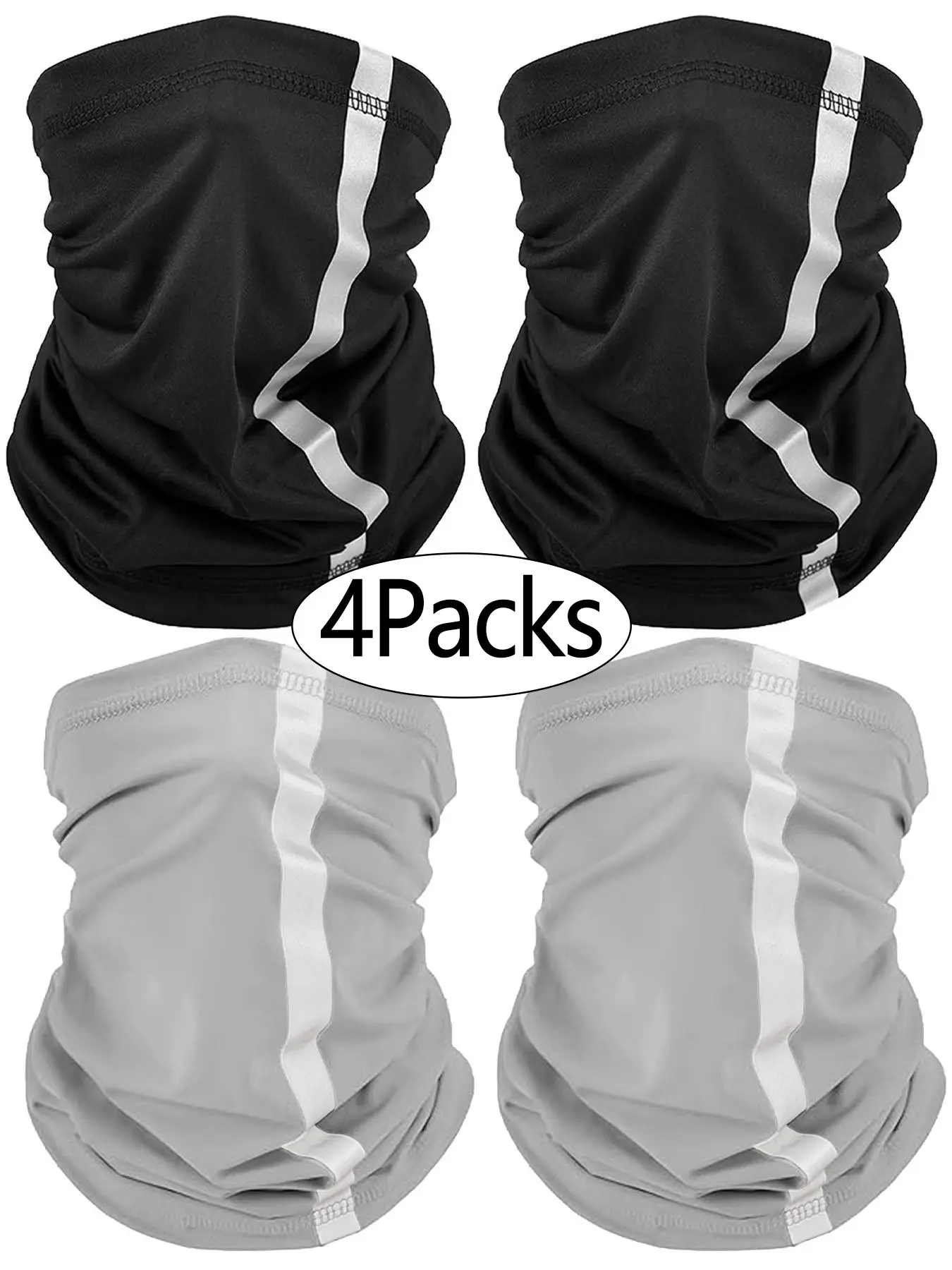 4 Packs Reflective Neck Gaiter Cooling Face Bandana Mask for Men | Summer Breathable Stretch Wicking, Sun Wind Dust UV Protection, Quick Dry & Washable