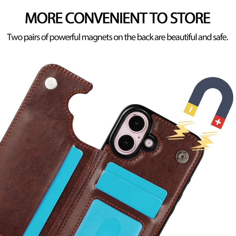 HISTORYOO Card Phone Case For iPhone 17 Pro Max Air 17 16 15 14 13 12 11 Pro Max 16 15 14 Plus/Pro Magnetic Clasp PU-Leather Wallet Card Holder Slot Stand Butterfly Flower Pattern Durable Shockproof Soft TPU Back Cover Rubber Case Autumn Winter Retro Gift