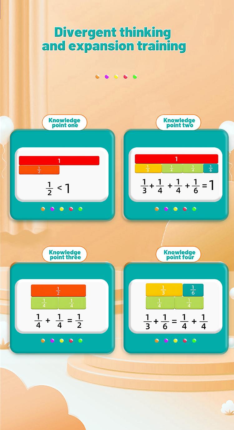 Magnetic Fraction Math Learning Book for Kids Aged 3-8, Colorful Educational Puzzle Toy, Magnetic Book for Addition & Subtraction Practice