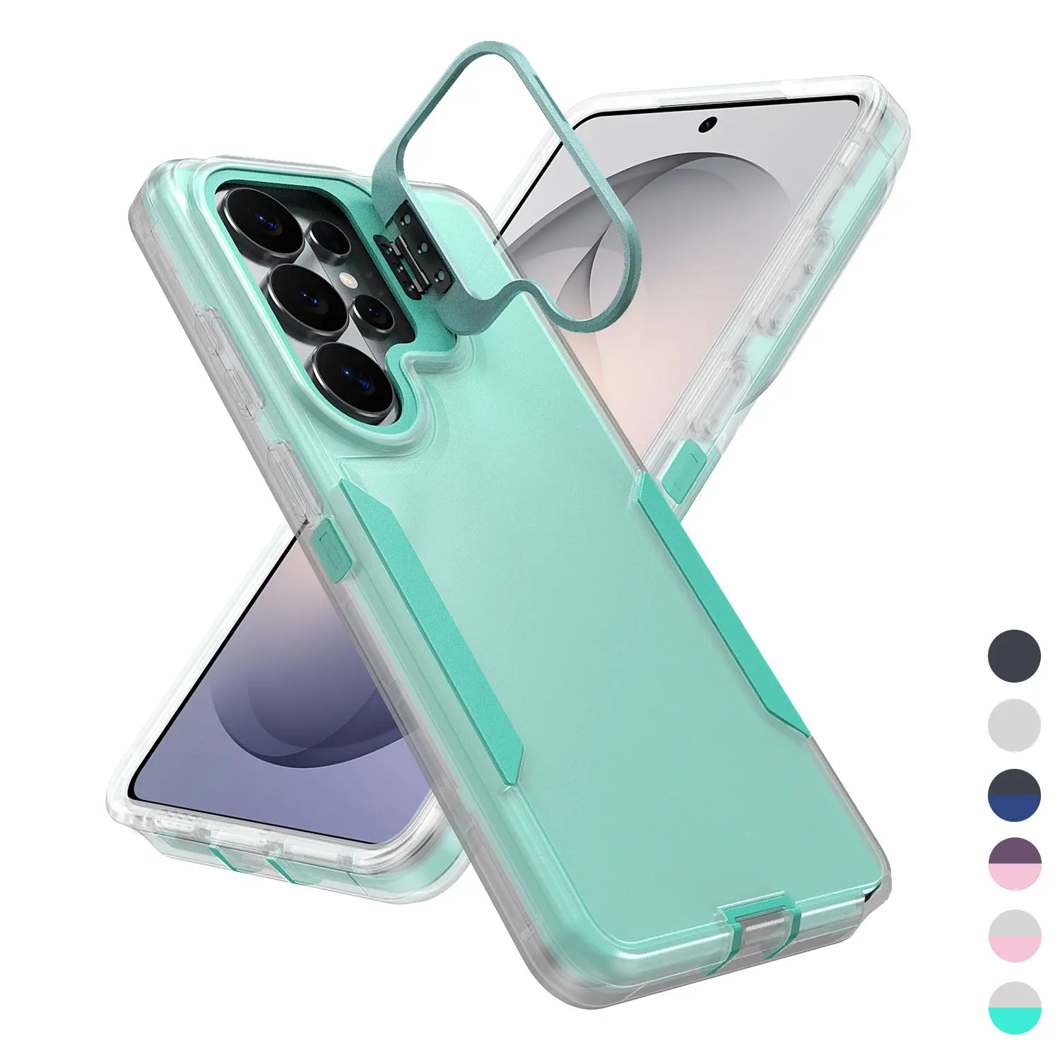 Dual Layer Case for Samsung Galaxy S26Ultra S25 S24 S23 S22, 2-In-1 Shockproof Heavy Duty Case with Metal Camera Stand Holder, Non Slip Matte Shockproof Protective Phone Case Cover