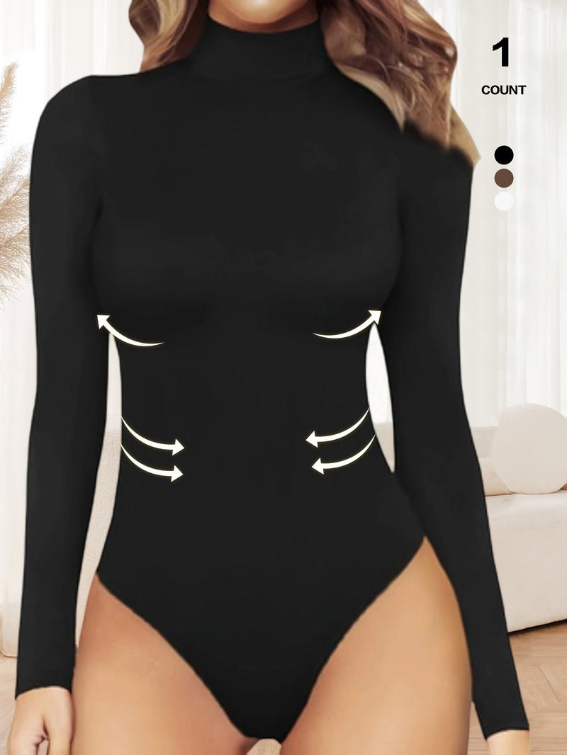 2026Women's Long Sleeve Turtleneck Bodysuit Thermal Compression Jumpsuit Shapewear Base Layer Top