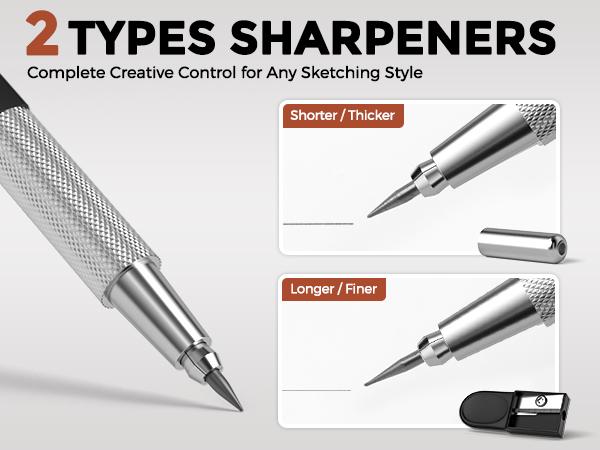 Nicpro 6 Pack Art Mechanical Pencil Set, 3 Pack Metal Drafting Pencil 0.5 mm & 0.7 mm & 0.9 mm & 3 Pack 2mm Lead Holder (6B 4B 2B HB 2H 4H Colors) for Sketching Drawing with 20 Tube Lead Refills Case