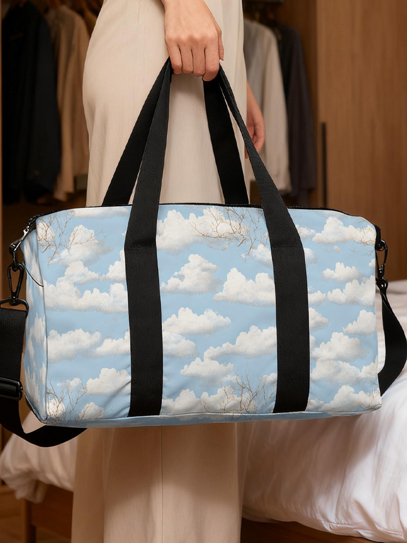 1pc Fluffy Clouds and Branches Travel bag Unisex Handbag, with Adjustable Shoulder Strap, Travel Luggage Bag, Sports Yoga Bag, Perfect for Gym and Sports, Durable Fitness Bag