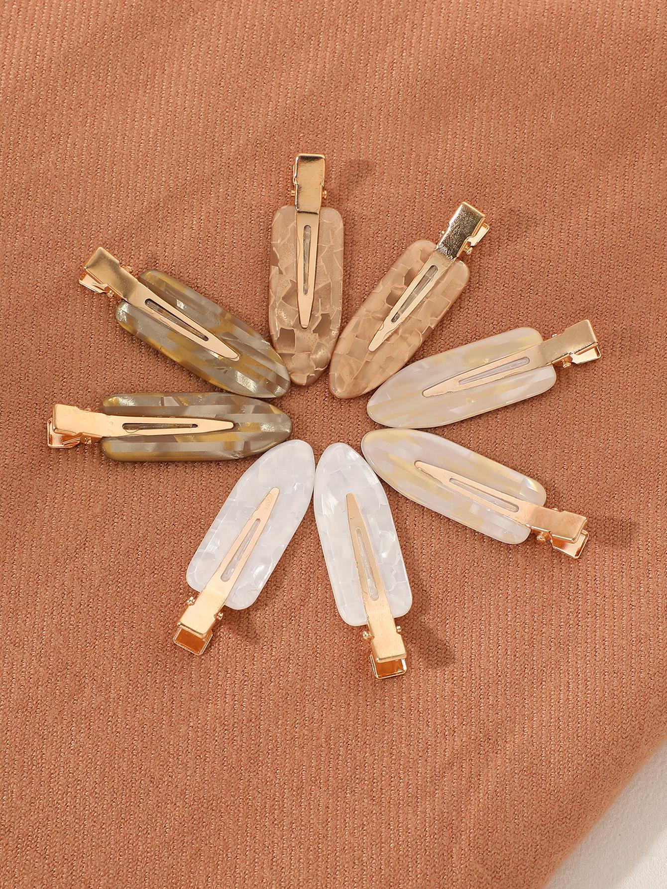 8pcs Invisible Hair Clips for Women, New Front Forehead Small Hairpins, Side Clip Headwear, Cute Patchwork Design, All Seasons, Flat Hair Clips