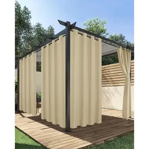 HolidayIdeas Outdoor Curtains for Patio Waterproof, 4 Panels - 54 x 84 Inch - Privacy Protection & Light Filtering Curtains Cream Grommet Outside Curtains for Porch, Gazebo, Pergola, Backyard