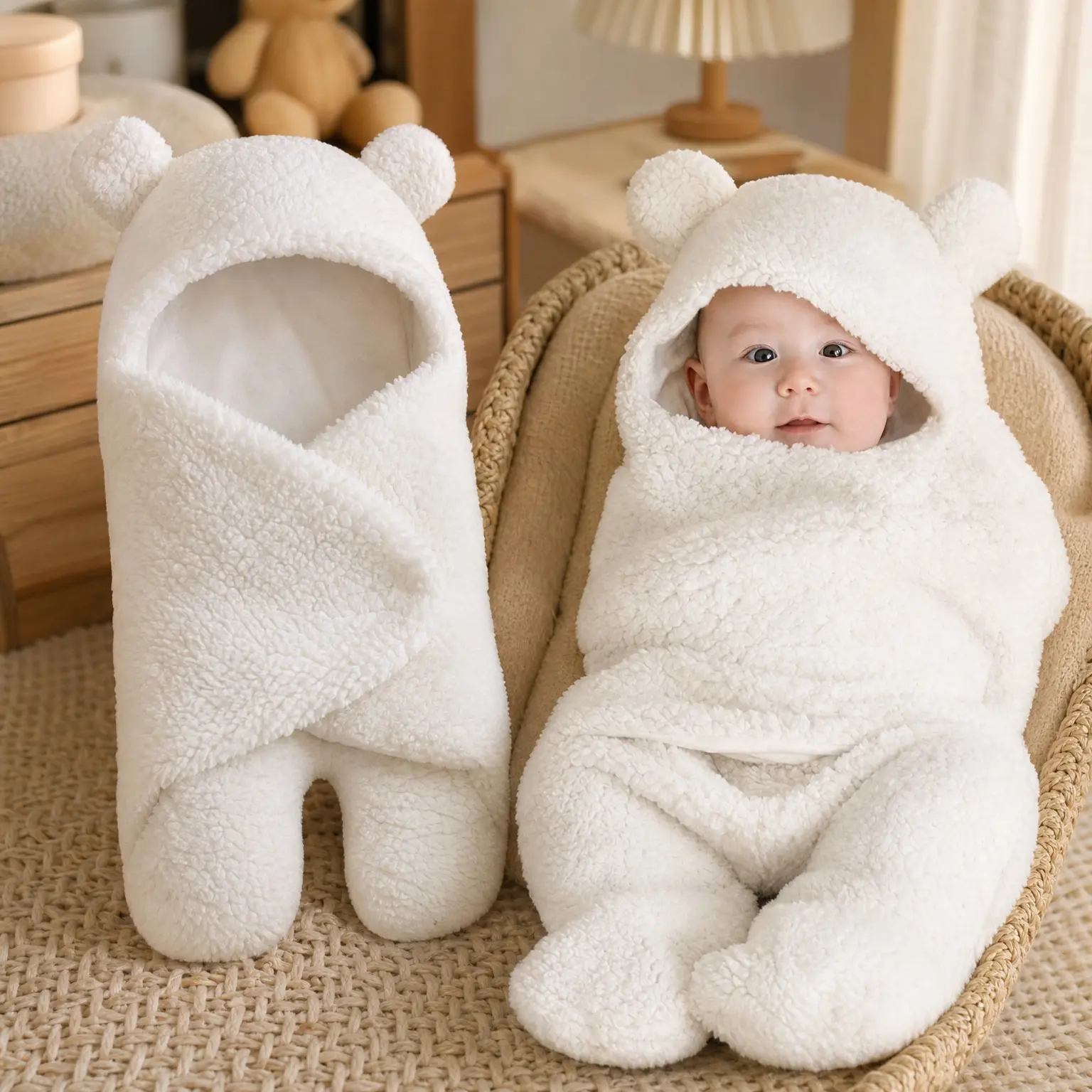 Ultra-Soft Plush Baby Swaddle Blanket for Newborns 0-6 Months, White Receiving Swaddling Wrap, Unisex Infant Essential, Perfect Baby Shower Gift and RegistryGift