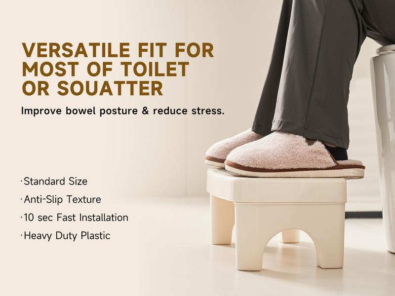 UFORU Adult Bathroom Toilet Stool, 1 Plastic Portable Footstool, Bathroom Non-slip Toilet Auxiliary Step Stool FathersDayGift