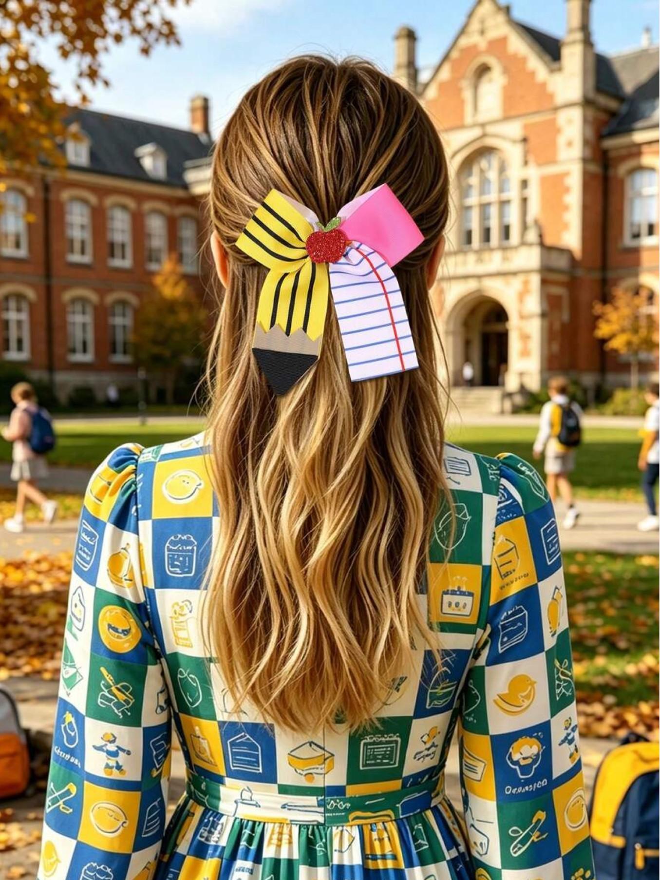 Back to School Graduation Plaid Print Bow Hair Clip, Girls Holiday Accessory, Cute Teen Student Hair Clip, Summer Party Gift