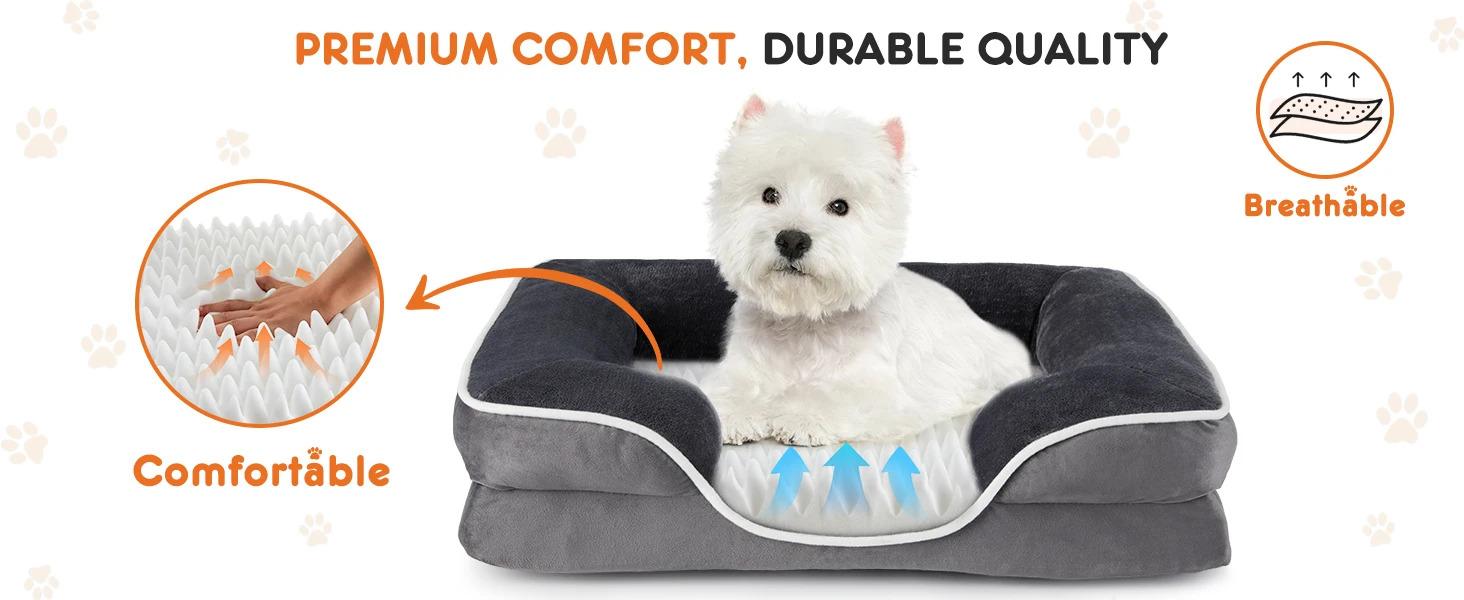 Orthopedic Dog Bed for Large Size Dogs, Supportive Memory Foam Dog Sofa with Washable Removable Cover, Non-Slip Base, Waterproof Pet Couch Bed