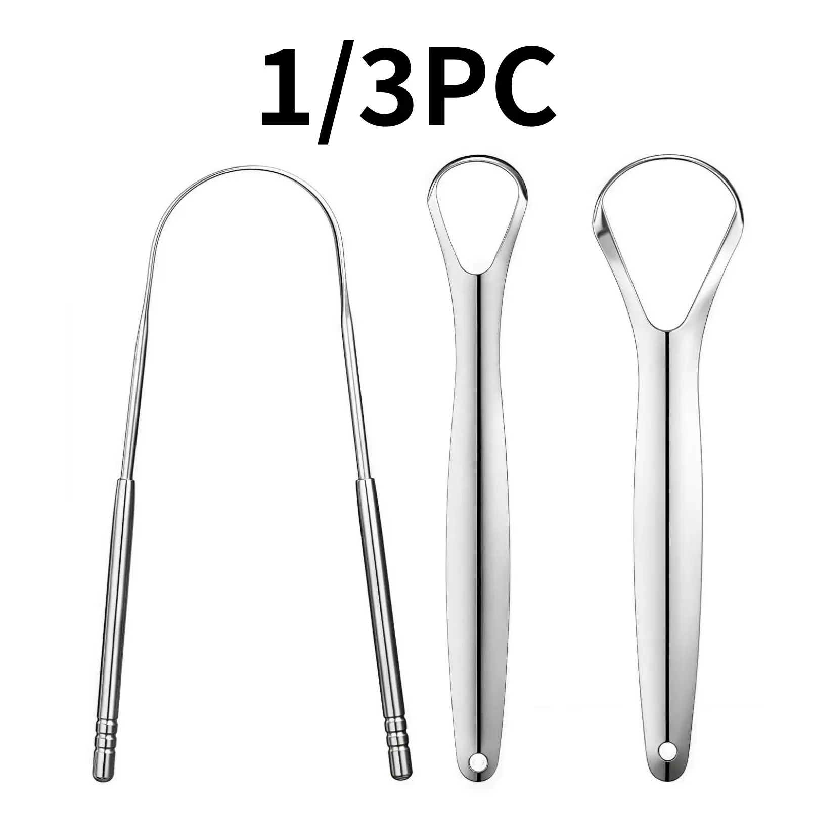 Stainless Steel Tongue Scraper, Adult Tongue Cleaner, Portable Tongue Cleaning Tool, tongue scraping tool, 3pcs Set, Oral Hygiene, Bad Breath Relief, Home & Travel Use, Oral Care Supplies, Oral Care Product
