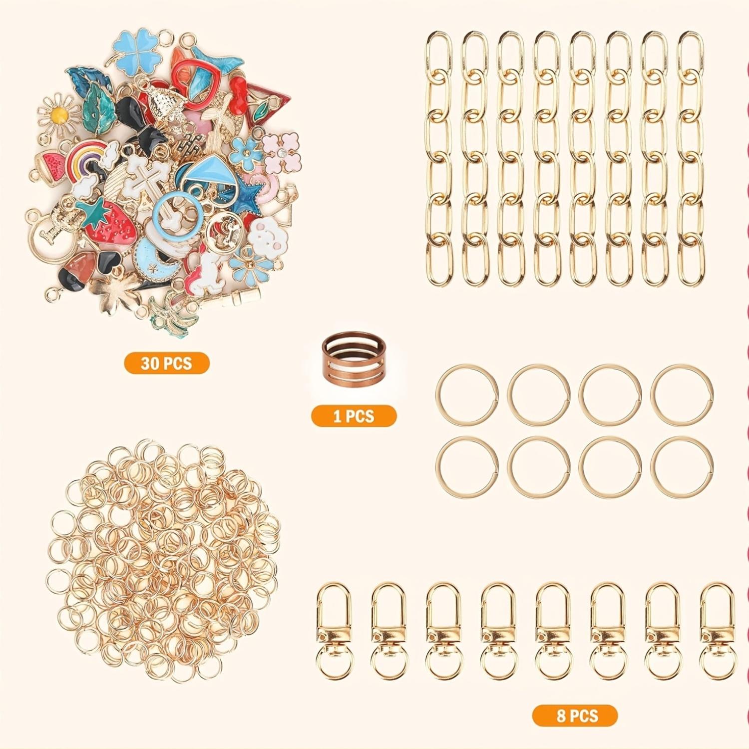 Keychain Making Kit with Clips Extender Chain Charms Jewelry Pliers Bag Charm Kit for DIY Crafting and Jewelry Making Supplies