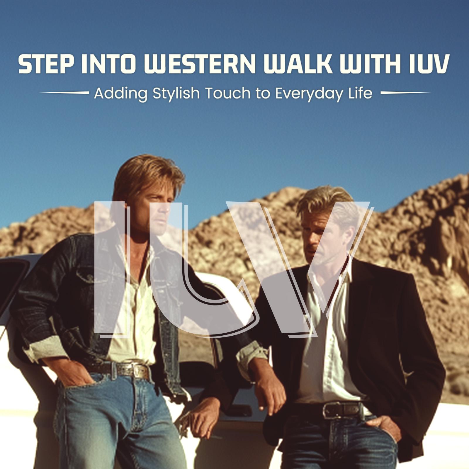 IUV Cowboy Boots For Men Wide Western Boot Traditional American Flag Retro Square Toe Country Work Boots