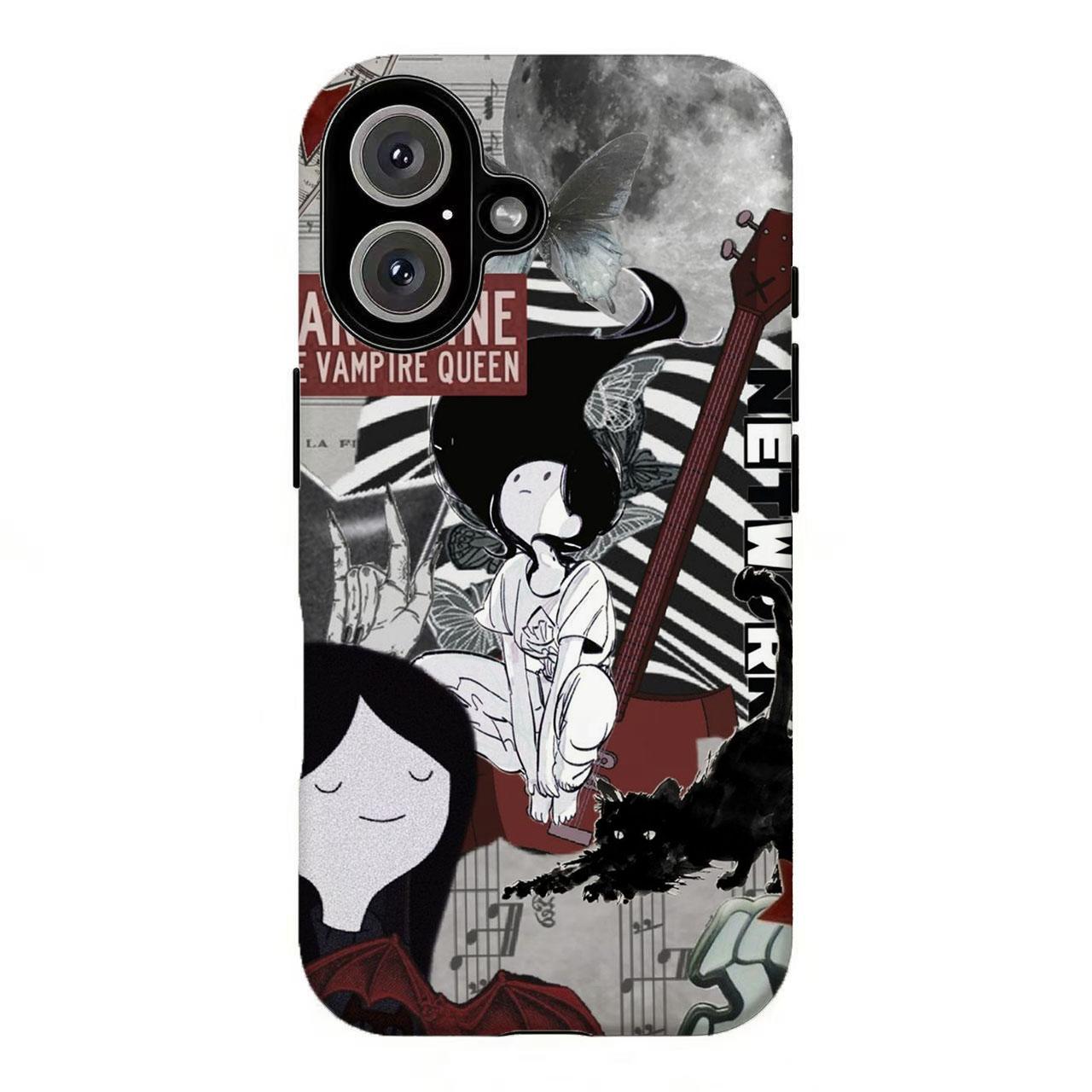 FL-Adventur3 Time Marceline Aesthetic Guitar Phone Case,Retro Cartoon Protective Cover For iPhone 11 12 13 14 15 16 17 Air Pro Max for Samsung S26 S25 S24 S23 S22 S21 Case,Gift for her/him/fans