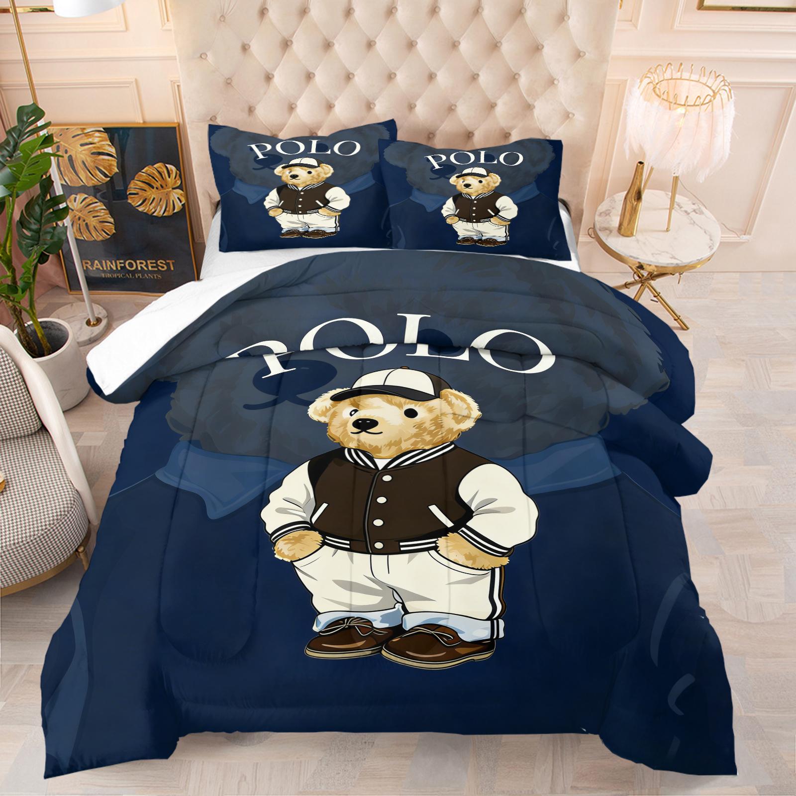 Bamboo Print Pattern Bedding Set, Includes 1 Quilt and 1 or 2 Pillowcases Without Pillow Inserts, Soft Bedroom Decor for Kids or Adults, Perfect Gift