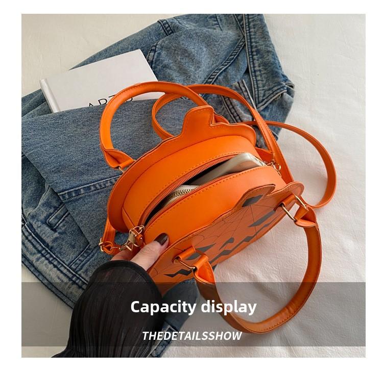 2026 New Halloween Pumpkin Bag, Contrast Color Simple Handbag, Funny Novelty Shoulder & Crossbody Bag for Women