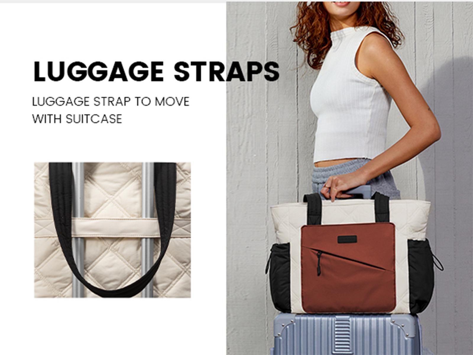 LOVEVOOK Laptop Tote Bag for Women, Large Quilted Puffer Tote bag with Four Cup Holders, Work and Travel Shoulder Bag, Lightweight Puffy bag, Nurse Handbag SpringStatements