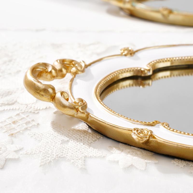 Elegant Cloud-Shaped Mirror Tray, Resin Hand-Painted Home Decor Plate, Glass Inlay Design, Multi-Color Options, Perfect for Photography Props