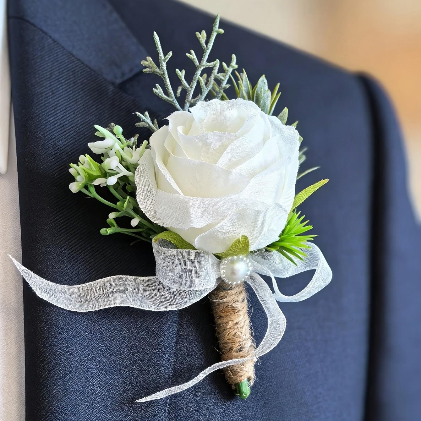 Artificial Rose Flower Boutonniere for Groom, Men's Wedding Flowers, Graduation Party Decoration, 3pcs/2pcs/1 Pc, Elegant Floral Accessory