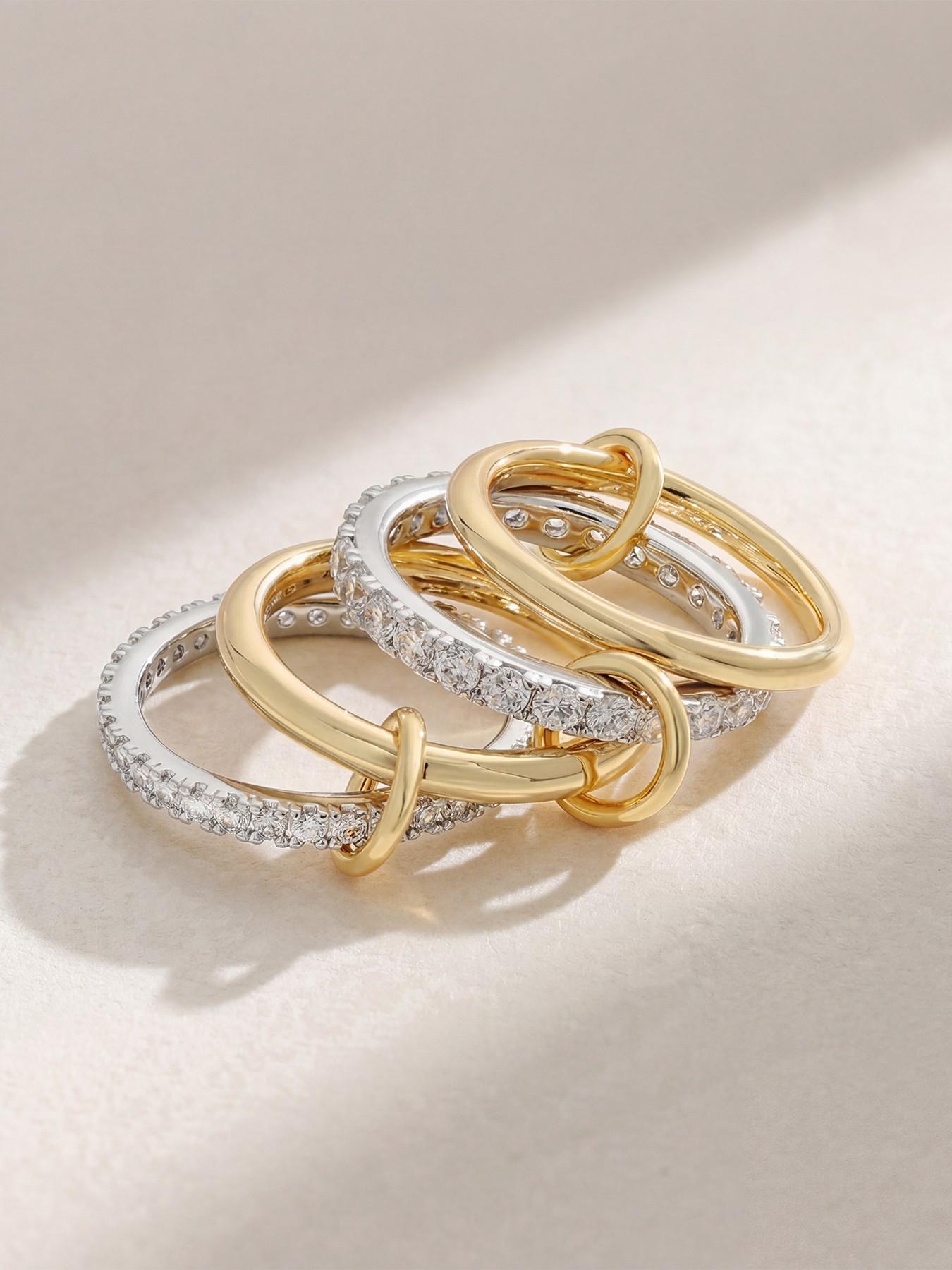 Women's Interlocking Stackable Rings, Personalized Multi-Ring Mixed Metal Stacking Jewelry, Couple Gift, Perfect Gift for Her